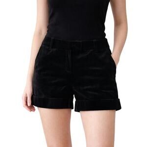 The Limited Drew Fit Black Velvet Shorts Women Sz 8 Cuffed Stretch